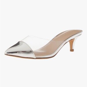 Elegant Clear Silver Women's Kitten Heel Mules